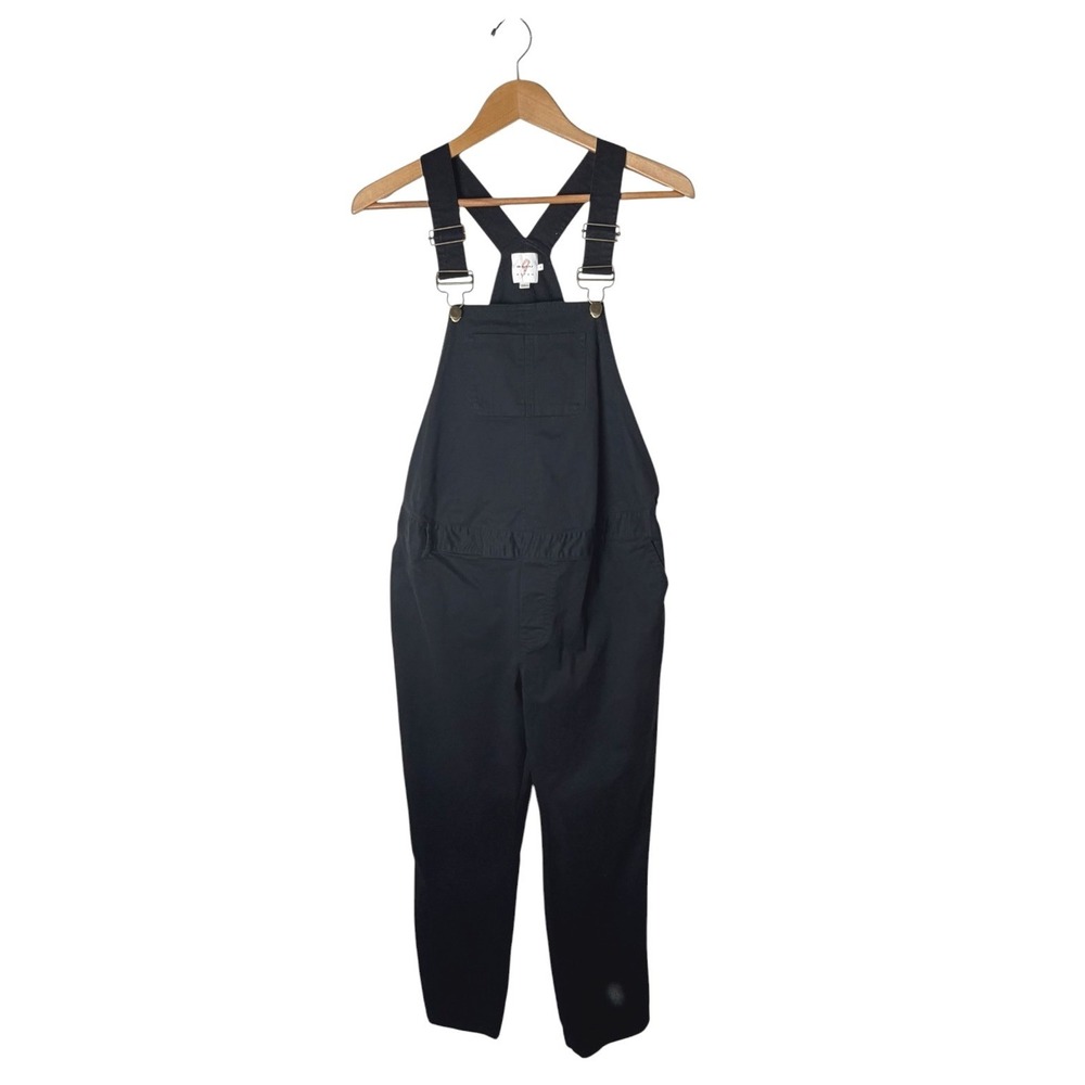 HATCH The Nines Maternity Overalls Women 8 Black Cotton Twill Straight Leg - Picture 2 of 10